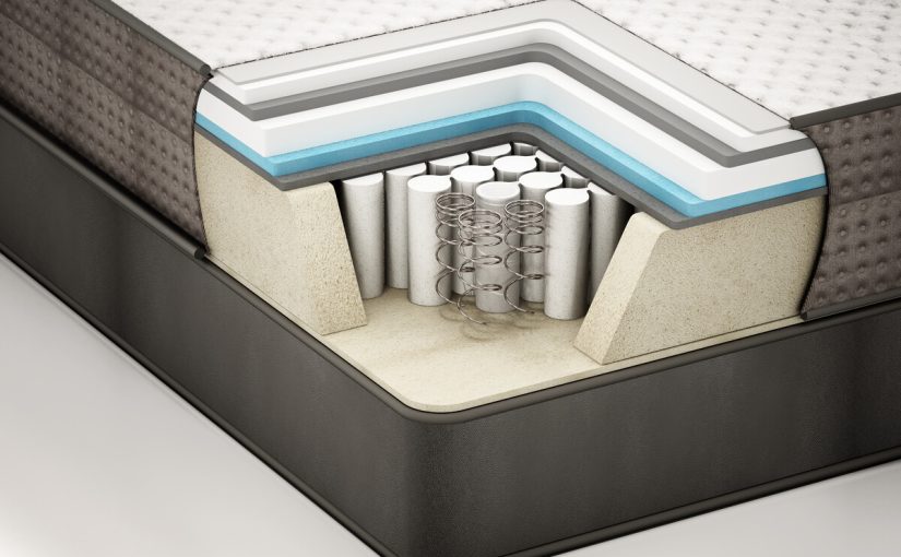Cross section of our king size innerspring mattress showing the springs inside.